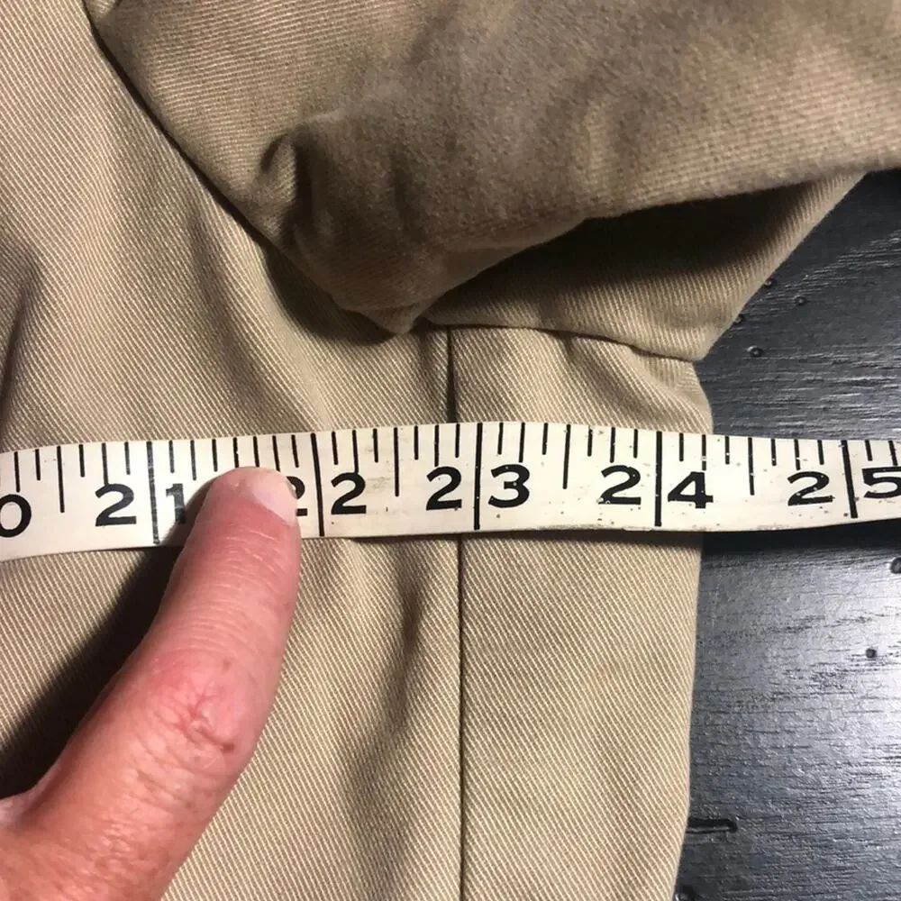 Barn coat stand collar patch elbow Khaki Lands' End 100% cotton 44 R